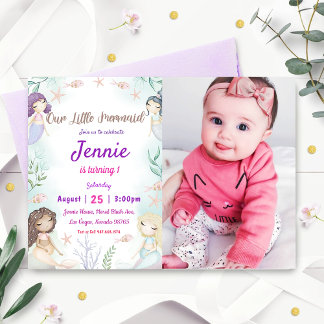 Invitation Fête D'Anniversaire De Petite Sirène Sous La Fête 