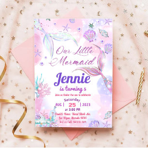 Invitation Fête D'Anniversaire De Petite Sirène Sous La Fête 