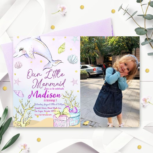 Invitation Fête D'Anniversaire De Petite Sirène Sous La Fête 