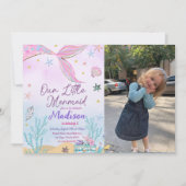 Invitation Fête D'Anniversaire De Petite Sirène Sous La Fête  (Devant)