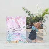 Invitation Fête D'Anniversaire De Petite Sirène Sous La Fête  (Debout devant)