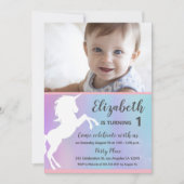 Invitation Fête d'anniversaire de photo de bébé de licorne (Devant)