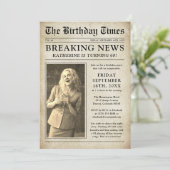 Invitation Fête d'anniversaire de photo de journal vintage (Debout devant)