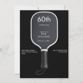 Invitation Fête d'anniversaire de pickleball noir 60 ans (Devant)