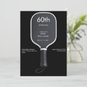 Invitation Fête d'anniversaire de pickleball noir 60 ans (Debout devant)
