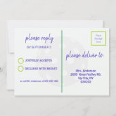 Invitation Fête d'anniversaire de pickleball vert et violet (Dos)