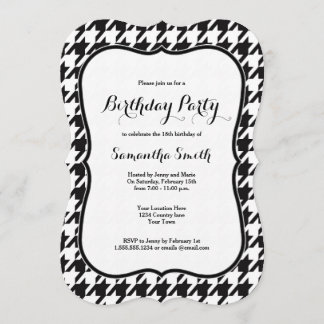 Invitation Fête d'anniversaire de pied-de-poule