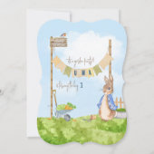 Invitation Fête d'anniversaire de Pierre Lapin dans le jardin (Dos)