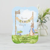 Invitation Fête d'anniversaire de Pierre Lapin dans le jardin (Debout devant)