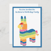 Invitation Fête d'anniversaire de Pinata colorée (Devant / Derrière)