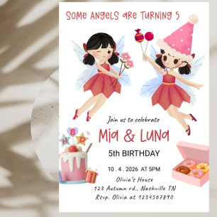 Invitation Fête d'anniversaire de Pink Angel 5 ans