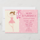 Invitation Fête d'anniversaire de Pink Ballerina (Devant)