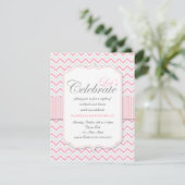 Invitation Fête d'anniversaire de Pink Chevron (Debout devant)