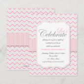 Invitation Fête d'anniversaire de Pink Chevron (Devant / Derrière)