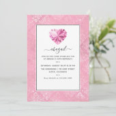 Invitation Fête d'anniversaire de Pink Gemstone (Debout devant)