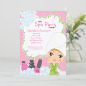 Invitation Fête d'anniversaire de Pink Pretty Girl Spa (Debout devant)