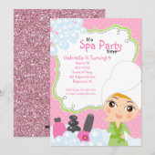 Invitation Fête d'anniversaire de Pink Pretty Girl Spa (Devant / Derrière)