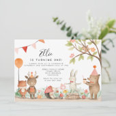 Invitation Fête d'anniversaire de Pink Woodland (Debout devant)