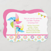 Invitation Fête d'anniversaire de Pinwheel (Devant / Derrière)