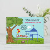Invitation Fête d'anniversaire de pique-nique sur aire de jeu (Debout devant)