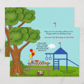 Invitation Fête d'anniversaire de pique-nique sur aire de jeu (Devant / Derrière)