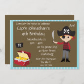 Invitation Fête d'anniversaire de Pirate Boy sur mesure (Devant / Derrière)