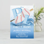 Invitation Fête d'anniversaire de piscine de baseball Bash (Debout devant)