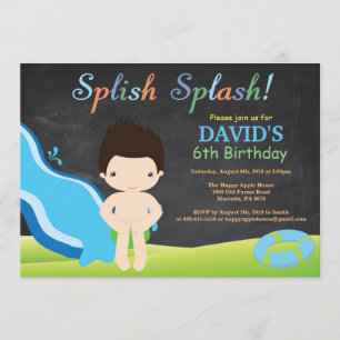Invitation Fête d'anniversaire de piscine de glissière d'eau