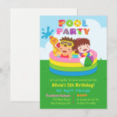 Invitation Fête d'anniversaire de piscine gonflable mini pour (Devant / Derrière)