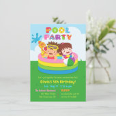 Invitation Fête d'anniversaire de piscine gonflable mini pour (Debout devant)
