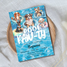 Fête d'anniversaire de piscine pour chiens