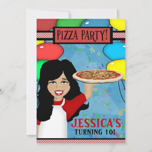 Invitation Fête d'anniversaire de Pizza (Devant)