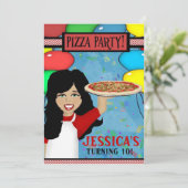Invitation Fête d'anniversaire de Pizza (Debout devant)