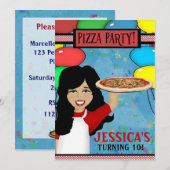 Invitation Fête d'anniversaire de Pizza (Devant / Derrière)