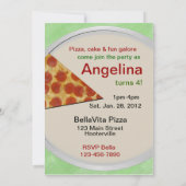 Invitation Fête d'anniversaire de pizza d'ours de nounours (Dos)