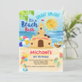 Invitation Fête d'anniversaire de plage (Debout devant)