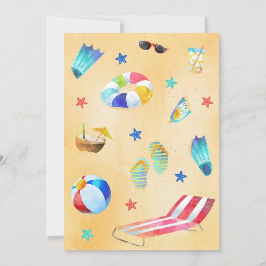 Invitation Fête d'anniversaire de plage (Dos)