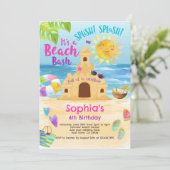 Invitation Fête d'anniversaire de plage (Debout devant)