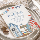 Invitation Fête d'anniversaire de plage à l'aquarelle douce