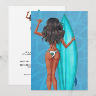 Invitation Fête d'anniversaire de plage de surf d'été rustiqu