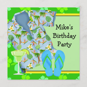 Invitation Fête d'anniversaire de plage Margarita BBQ pour ho