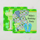 Invitation Fête d'anniversaire de plage Margaritas BBQ pour h (Devant / Derrière)