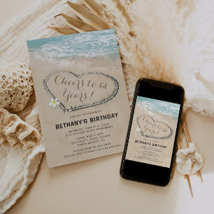 Invitation Fête d'anniversaire de plage pour adultes   Saluta