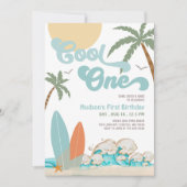 Invitation Fête d'anniversaire de plage pour un garçon de sur (Devant)