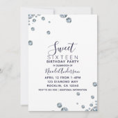 Invitation Fête d'anniversaire de poche en denim et diamants (Devant)