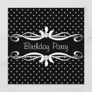 Invitation Fête d'anniversaire de polka de la femme noire de