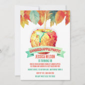 Invitation Fête d'anniversaire de pomme candie d'automne colo (Devant)