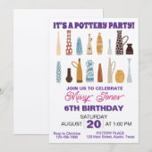 Invitation Fête d'anniversaire de poterie (Devant / Derrière)
