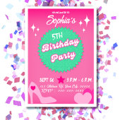 Invitation Fête d'anniversaire de poupée rose, Fille Annivers