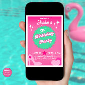 Invitation Fête d'anniversaire de poupée rose, Fille Annivers